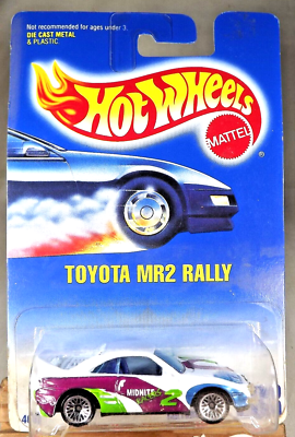 #ad 1991 Hot Wheels Blue White Card #233 TOYOTA MR2 RALLY White w Lace SP Wheels $10.21
