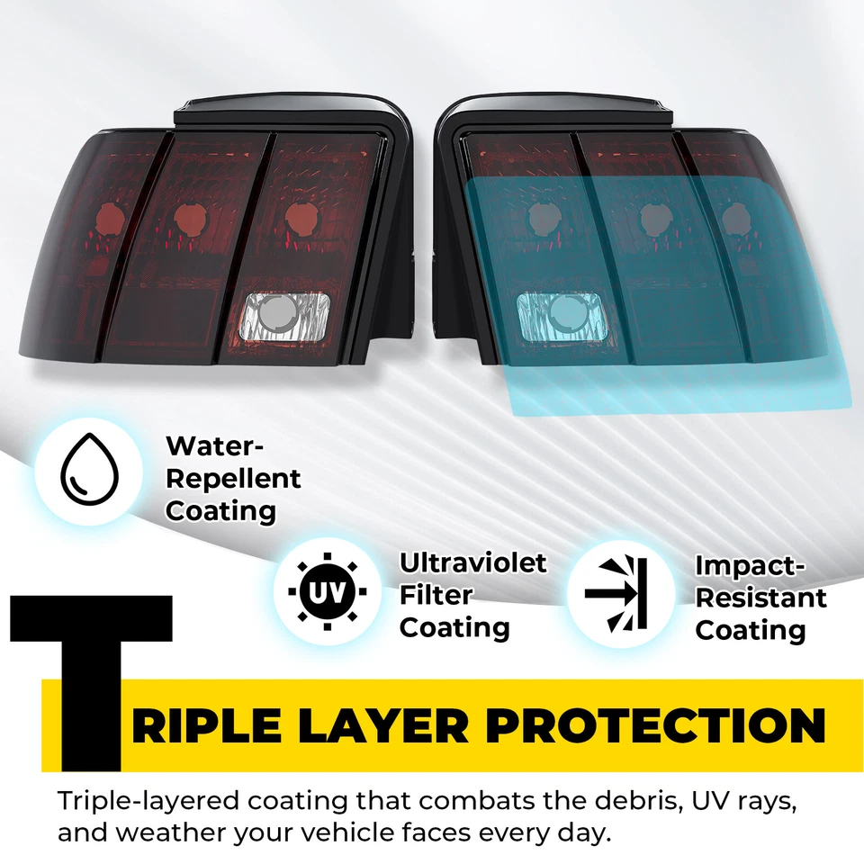 Luces traseras rojas ahumadas izquierda+derecha para Ford Mustang 1999-2004 Foto 2 de 4