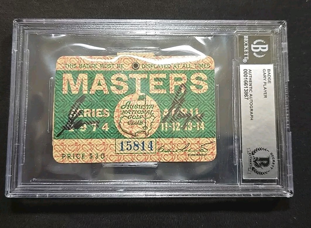 Gary Player Autographed Signed 1974 Masters Augusta Golf Club Badge Autograghed Beckett 3 