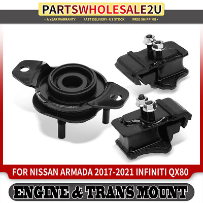 3x Engine Motor & Transmission Mount for Nissan Armada Infiniti QX80 V8 5.6L RWD