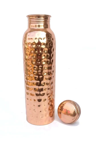 Pure Copper Water Bottle Handmade Hammered Finish Ayurvedic Health - Picture 4 of 4