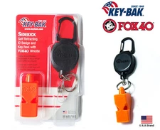 Key-Bak SIDEKICK Retractable 24" Cord Key Holder With Fox 40 Safety Whistle