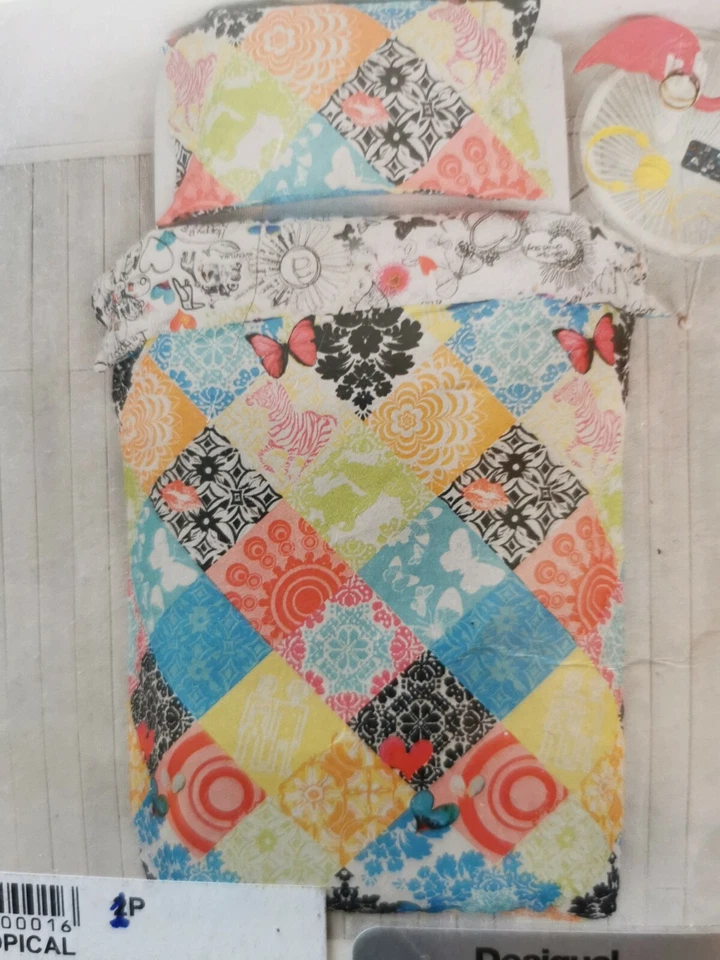 DESIGUAL NUOVO! Parure Copripiumino, Doubleface. Letto SINGOLO 155X200 1 Federa. - Immagine 2 di 4