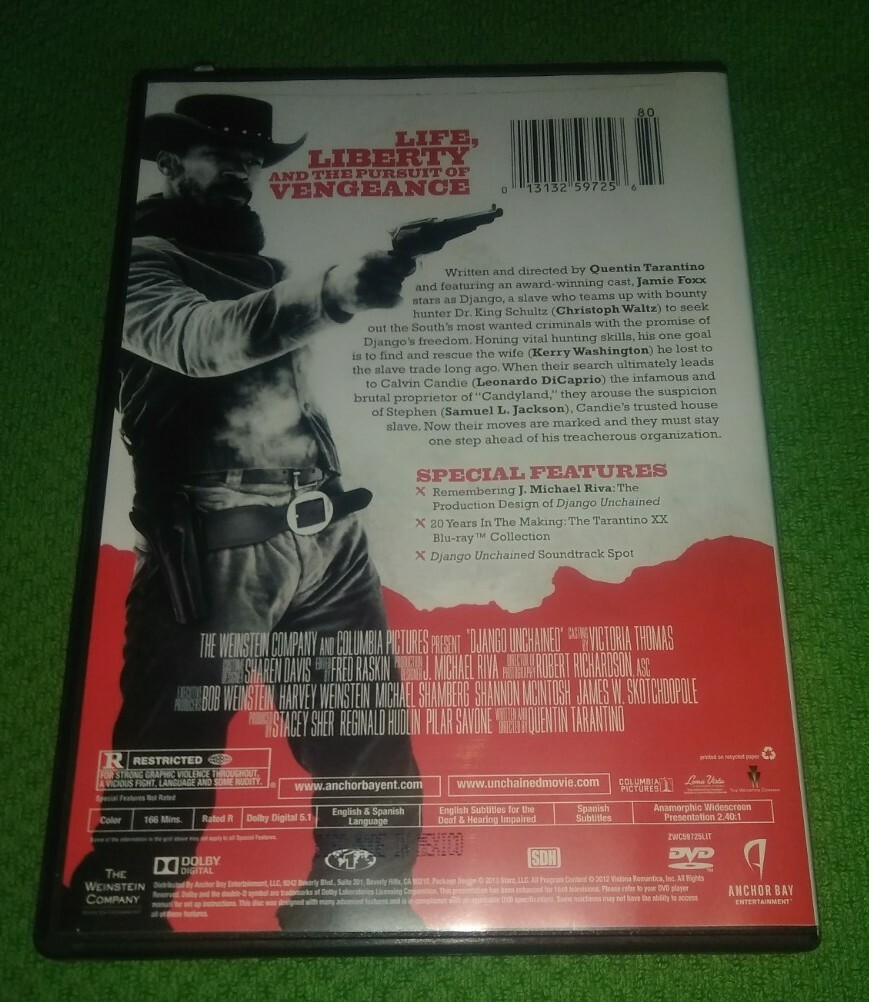 Django Unchained DVD Wide-screen Quentin Tarantino Jamie Foxx