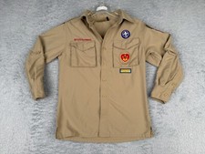 Boy Scouts of America Shirt Youth Medium Beige Long Sleeve Supplex Nylon Utah