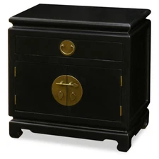 US Seller - Matte Black Petite Elmwood Chinese Ming Cabinet