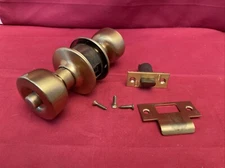 Brushed Brass interior, locking Door Knob Lock Room RUSSWIN Lockset  used
