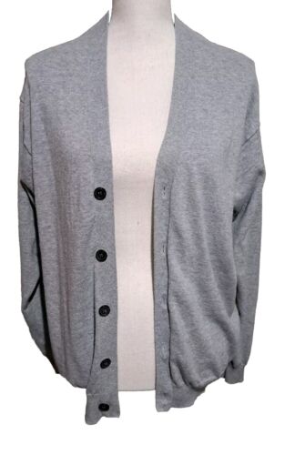 American Blue Brand Gray Fleece Cardigan Long Sleeve Button Up Cotton SZ Large - Picture 2 of 10