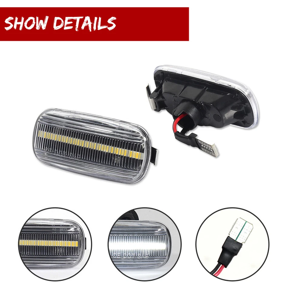 Luces de señalización laterales LED blancas transparentes para guardabarros delantero 2 piezas para Audi A3 A4 A6 S4 S6 RS4 Foto 3 de 4