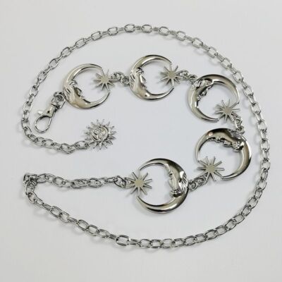 Silver Moon Metal Belts - Punk High Waist Chain Belt Sun  display picture 3
