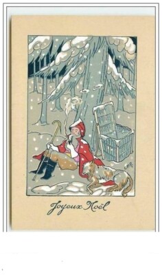 Merry Christmas Santa Claus smoking a pipe at the foot of a tree - 4521