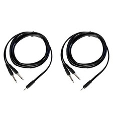 2-Pack 6ft 3.5mm Male Stereo Cables to Dual 6.35mm 1/4-Inch Mono Audio DJ Cables