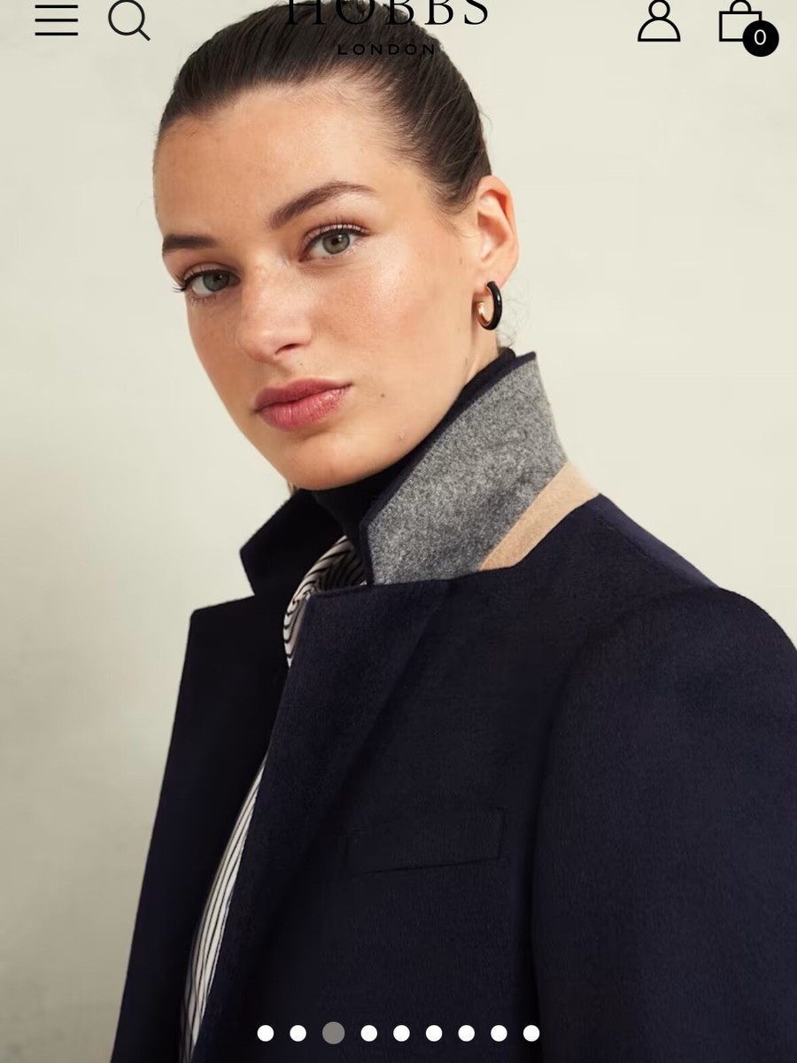 Hobbs London Camellia Coat Blue Wool Blend us4 uk8