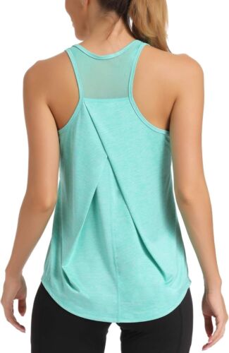 Womens Workout Tops for Women Racerback Tank Tops Mesh Yoga Shirts Athletic Tank - Picture 40 of 46