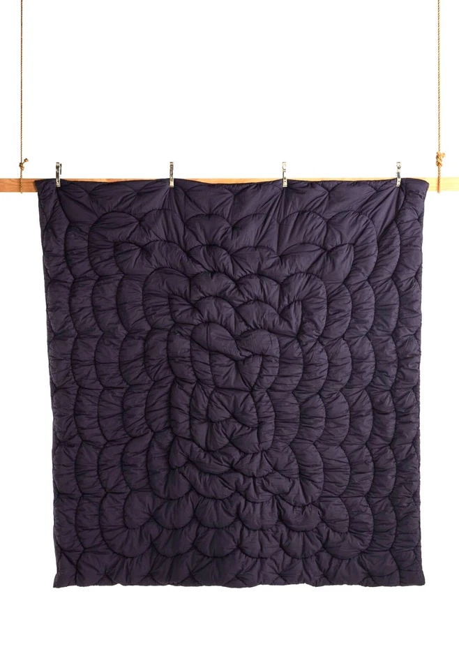 Edredón Anthropologie Skylar Algodón Texturizado Grueso Pizarra Azul Marino Reina NUEVO Foto 3 de 4