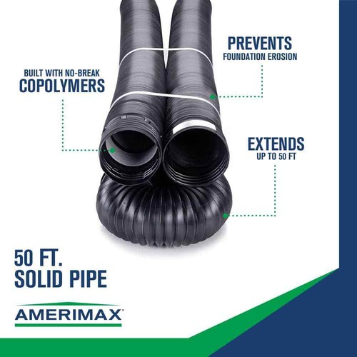 50 ft. Length Copolymer Solid Drain Pipe, Black FLEX Drain 4 in. Dia. Flexible - Picture 4 of 5