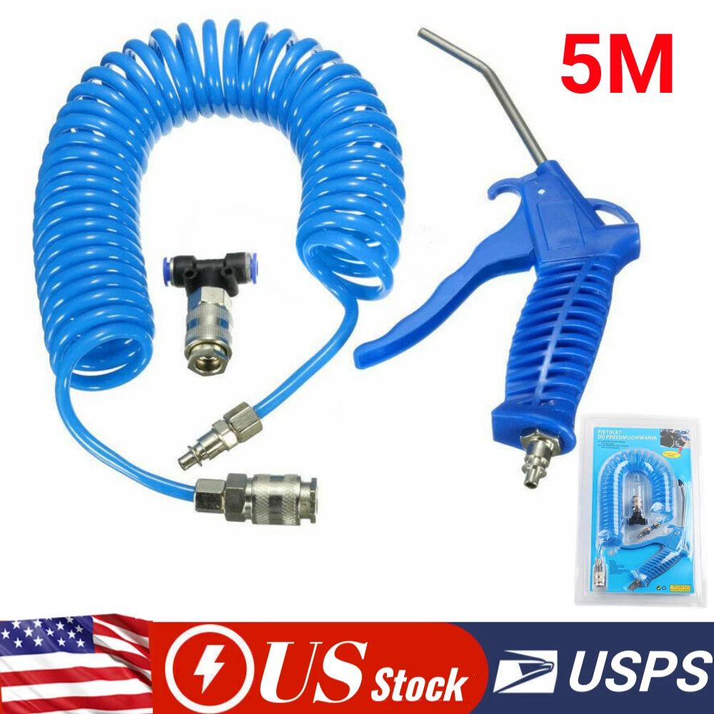 5M Hose Air Duster Blow Gun Cleaning Nozzle Truck Dust Blower Kit