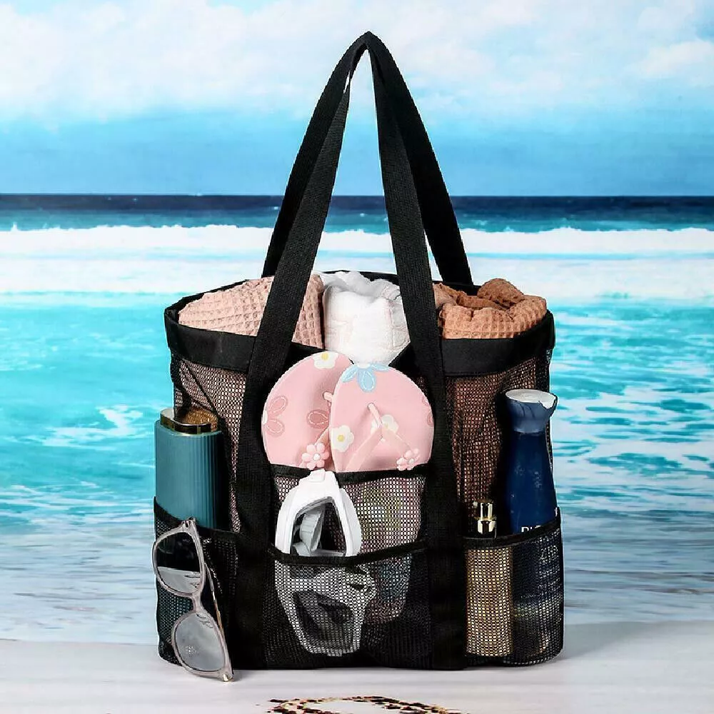 Large Beach Bags Mesh Beach Pool Travel Storage Tote Bag Sandproof  Waterproof