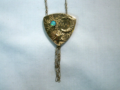 ...Rare Designer  ANA ALLEN  14K Gold Filled, Opal Moon & Star Pendant Necklace
