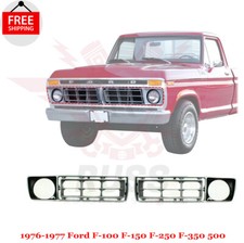 New Front Grille Silver Plastic Right Left 2pc Fits 1976-1977 Ford F-100 F-150