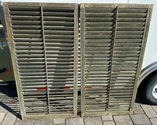 1800's Shutters Antique Wood Tilt Rod Louvered Vintage Mortise Dowel 28"x55"