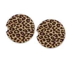 Set of 2 Car Coasters, Leopard Print Car Coaster, Neoprene Car Coaster