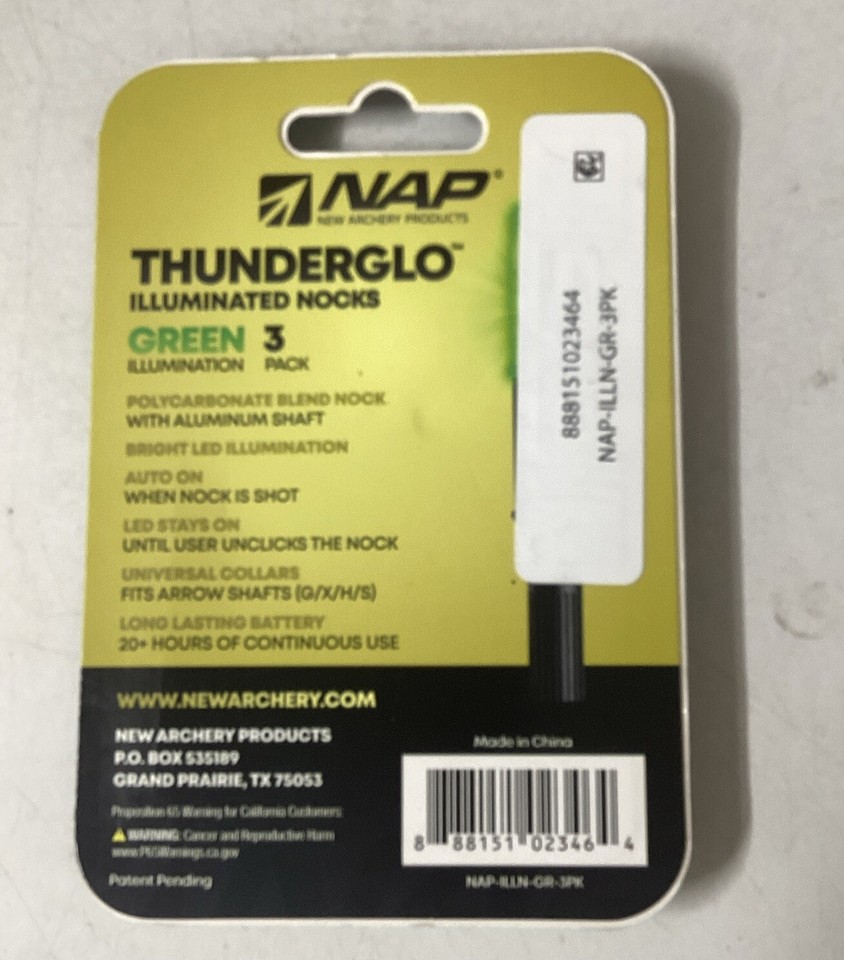 Encoches Lumineuses Thunderglo Vertes – Lot De 3, Neuves Scellées, NAP