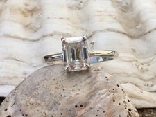 Vintage Art Deco Antique 2.10 Ct Emerald Cut Diamond Engagement Ring 925 Silver