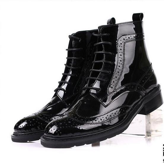 Womens Genuine Leather Brogue Wingtip Ankle Chelsea Boots Oxfords