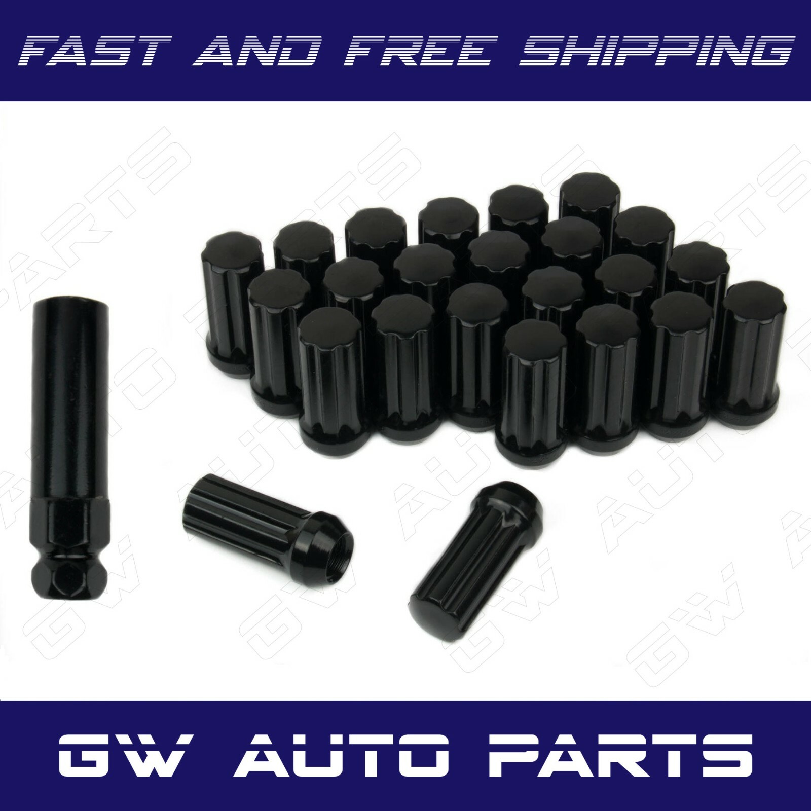 Spline Drive Lug Nuts 32 Black 9/16-18 Spline Tuner Lug Nuts For