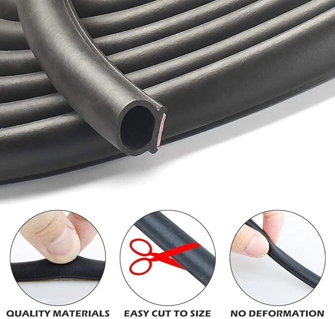 D-Shape Weatherstrip Door Seal Auto Rubber Weather Stripping Hollow 25ft Foto 4 de 4