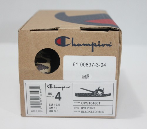 CHAMPION Black Leopard Print Slide Sandals Size 4 Kids' Toddlers CPS10480T - Picture 9 of 10