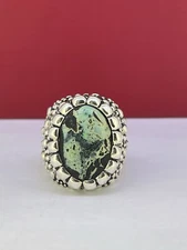 King Baby Stingray Textured Ring With Turquoise Cabochon Skulls Silver 925