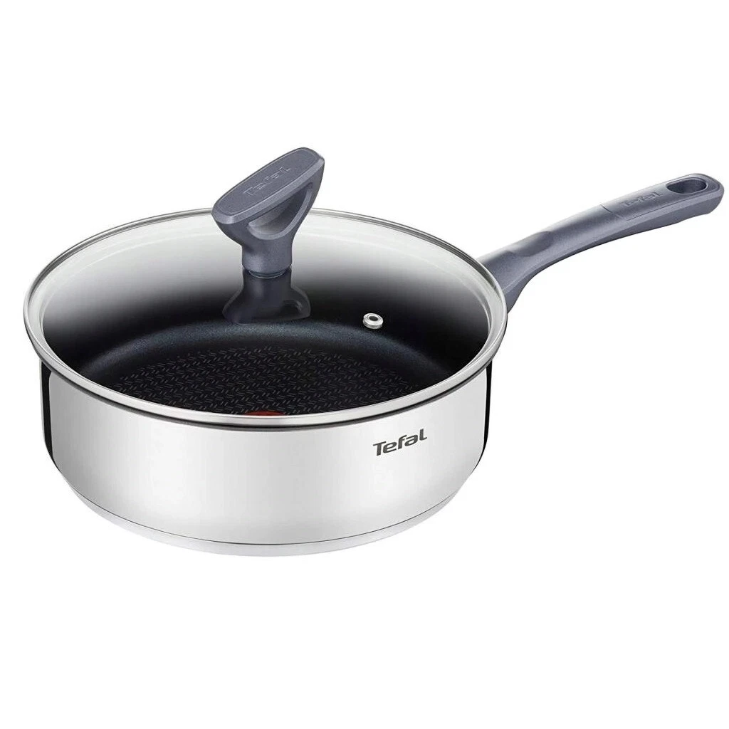 Tefal 24cm Saute Pan with Glass Lid Induction Titanium Non Stick Dishwasher New