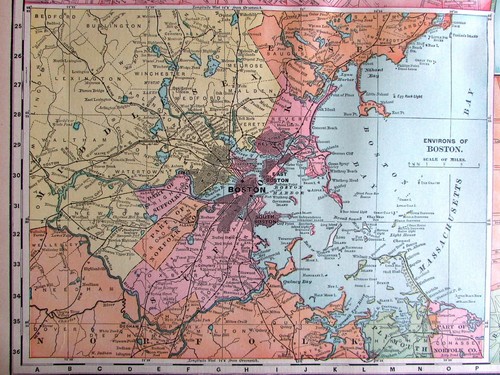 Boston Massachusetts city plan 1908 huge detailed Rand McNally map - Picture 3 of 4