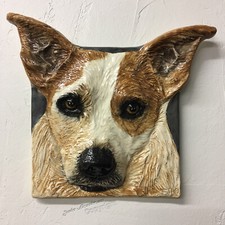 Australian Cattle Dog Ceramic Dog Tile Handmade 3d Pet Portrait Alexander Art