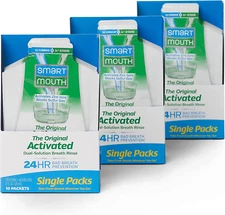SmartMouth Mouthwash Travel Packets for 24 Hours of Fresh Breath Guaranteed, 3