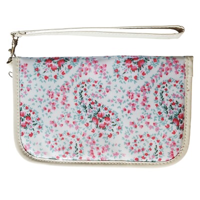 Paul & Joe Limited Edition Purse Wristlet Travel Handbag Pink Floral Beige 6''x4''