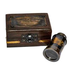 Antique Style Brass Telescope Maritime spyglass with wooden box-Gift