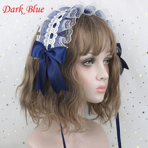 Copricapo Lolita Fascia Frill Bowknot Pizzo Principessa Gotica Accessorio Capelli Dolci - Foto 12 di 25