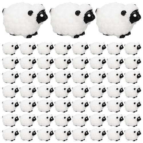 100Pcs Mini White Sheep Miniature Sheep Figurines Cute Miniature Figurines - Picture 3 of 9