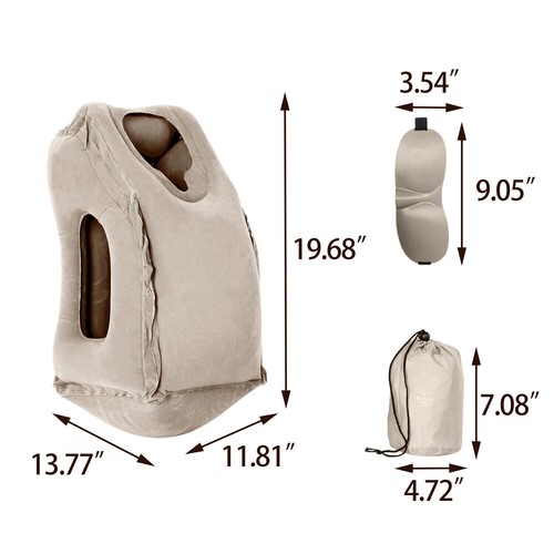 Inflatable Air Travel Pillow Airplane Office Nap Rest Neck Head Chin Cushion - 第 2/23 張圖片