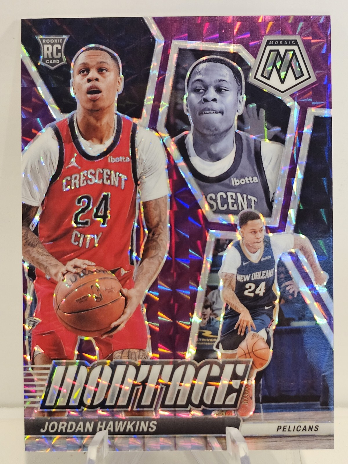 2023-24 Panini Mosaic JORDAN HAWKINS ROOKIE MONTAGE PURPLE MOSAIC /99 RC #23