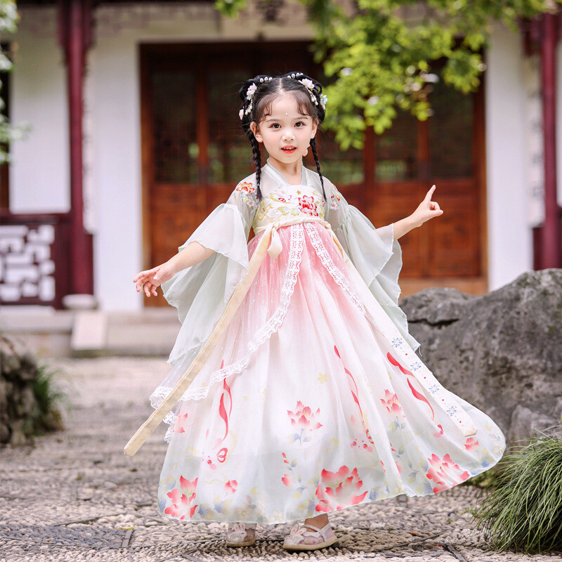 Girl Ancient Hanfu Embroidered Tang Suit Chinese Traditional Dress Princess