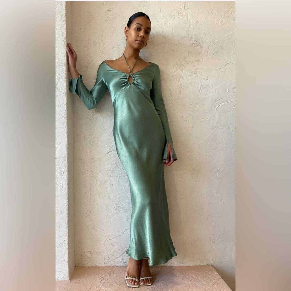 malyka long sleeve maxi dress BEC & BRIDGE Malyka Satin Maxi Dress