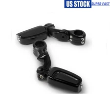 1-1/4" Black Highway Bar Airflow Foot Pegs w/ Mounts For Indian Chieftain Models