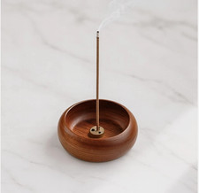 Bowl Type Incense Burner Stick Holder Wooden Bowl Shape Censer Home Decoration