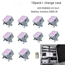 10pack DJ led Par Up lights w/case 6x18W Battery Wireless DMX IR/RGBWA UV 6in1