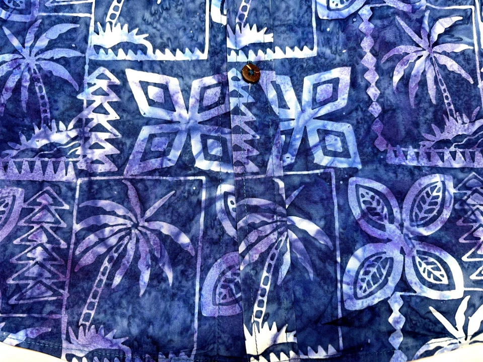 Pete Huntington Mens Bali Button Front Long Sleeve Pattern Cotton Shirt XL - Image 3 of 4