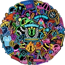 120PCS Neon Baseball Stickers Party Favors Birthday Multiple Colors 